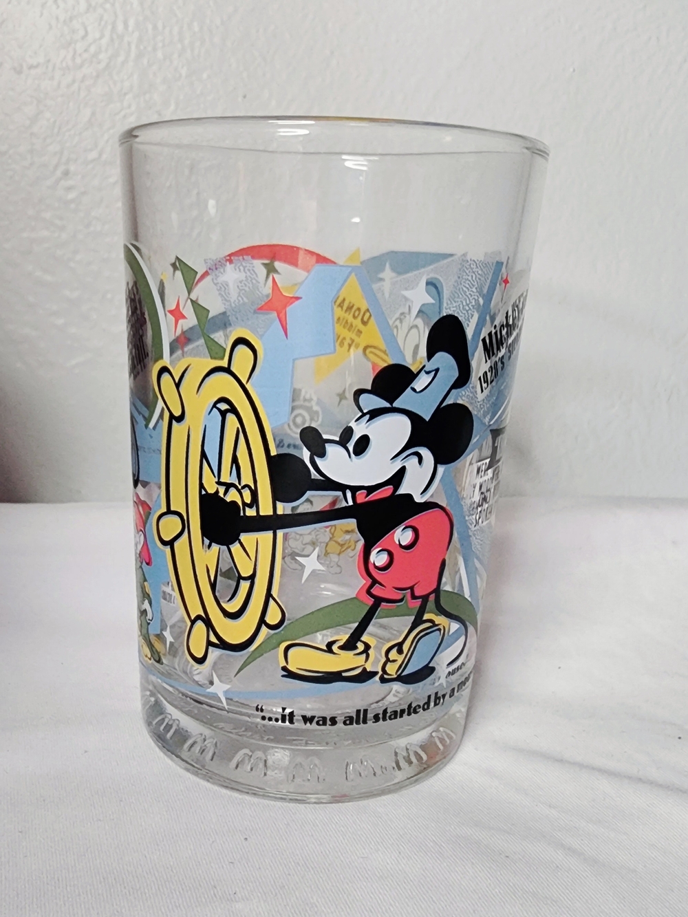 2001 McDonald’s Disney 100 Years of Magic Glass Mickey Mouse Steamboat Willie